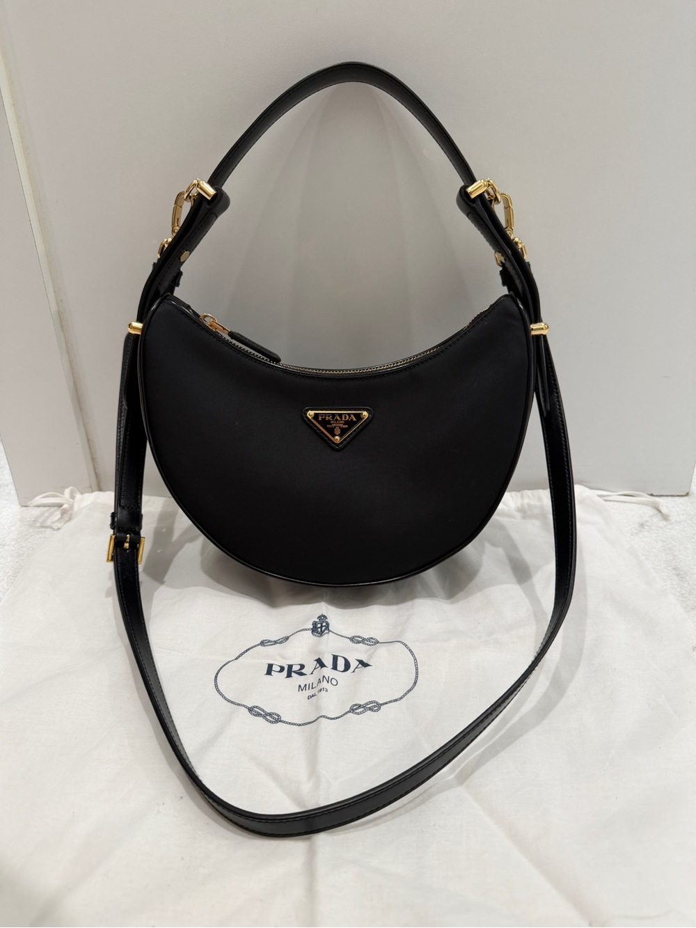 Prada small nylon/leather Arque satchel